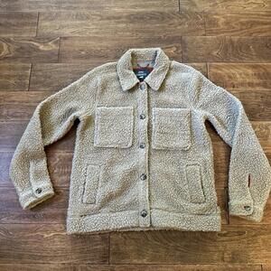 Toad & Co Women's  Brown Teddy  Bear Sherpa Jacket Size S Button Up Shacket